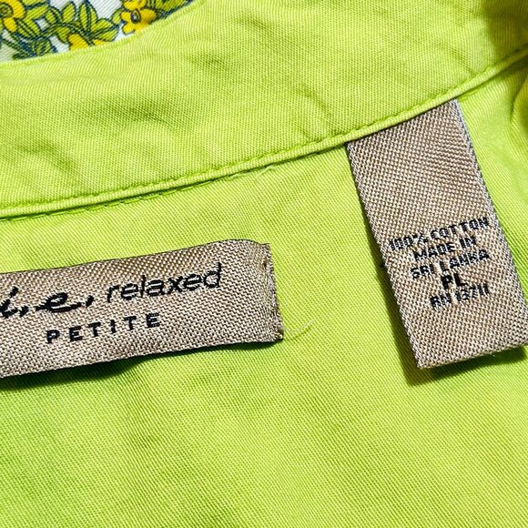 i.e.relaxed - Women's Floral Calico Button Up Shirt Sz PL Details - GREEN - Picture 11 of 13